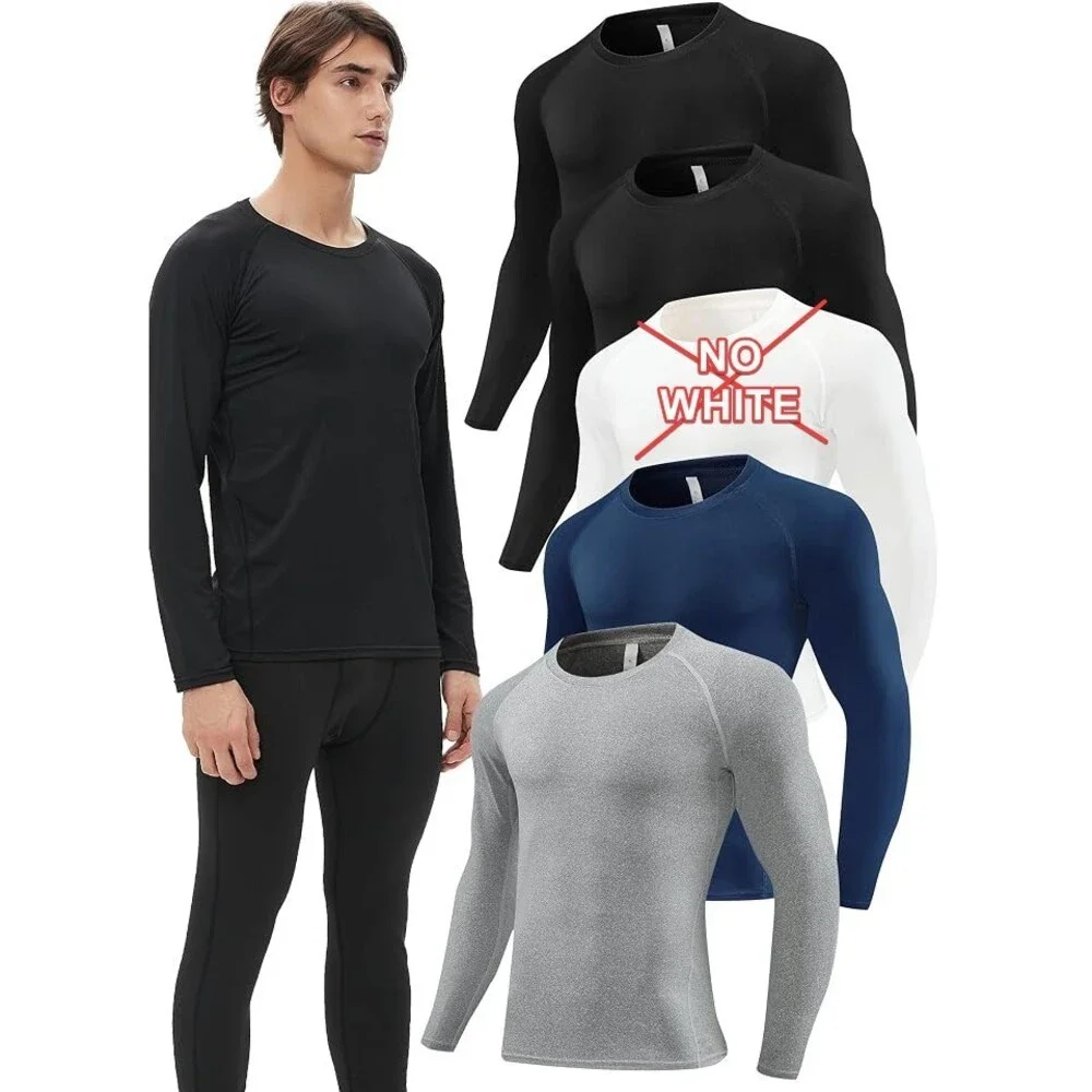 Antoyo 4 Pack Compression Shirt Men Long Sleeve Athletic Workout Base Layer M